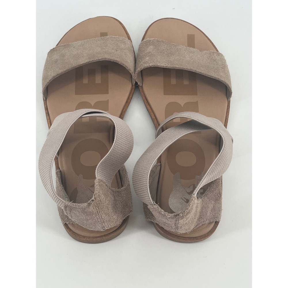 Sorel Sandal Slides Elastic Ankle‎ Strap Suede Casual Comfort Neutral 7.5